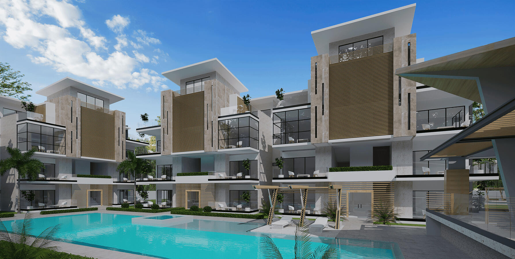 VISTA EXTERIOR PROYECTO MAIYA HERMOSA PISCINAS